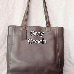 Vintage Coach Gray Leather Bleecker Bucket Tote Bag made February 1990 9305